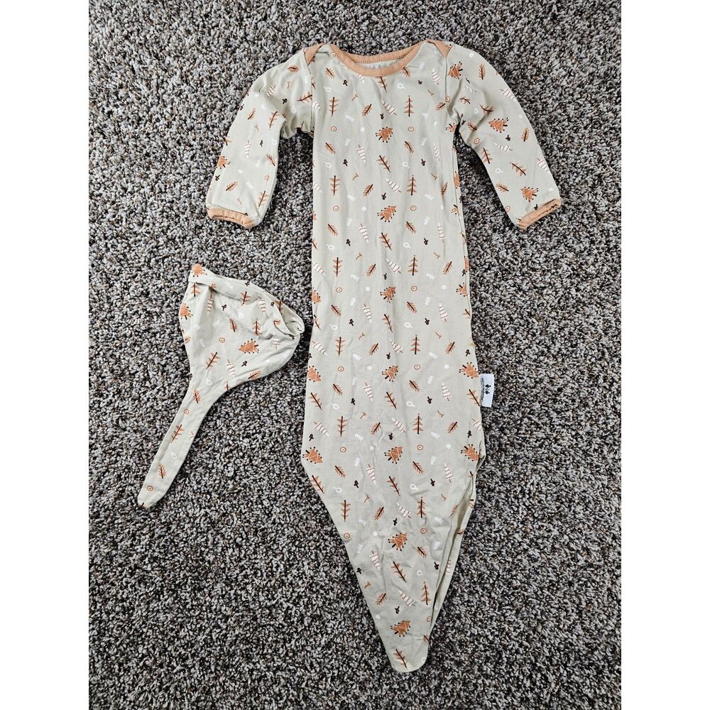 Miracle Baby Sz 0-6M Knotted One Piece Long Sleeve w/ Hat Tree Print Unisex